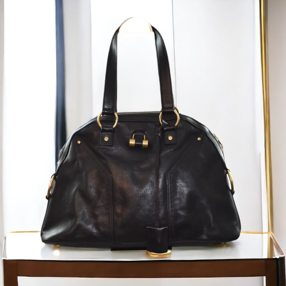 Yves Saint Laurent Black Oversized Muse Satchel